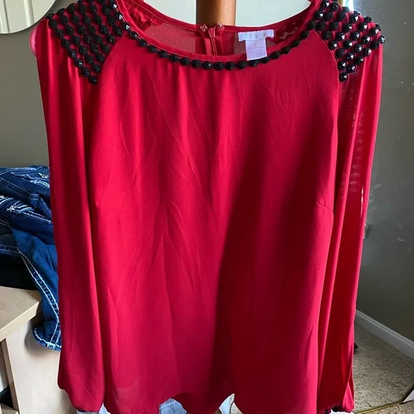 Cache Red Blouse M - Picture 2 of 7